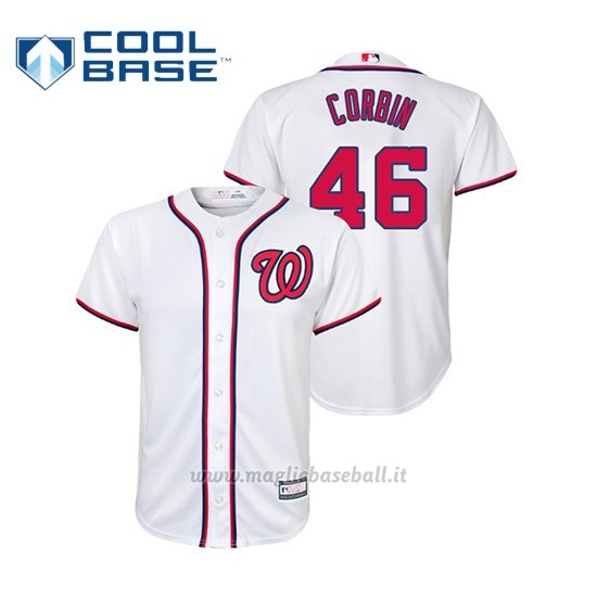 Maglia Baseball Bambino Washington Nationals Patrick Corbin Cool Base Replica 1ªBlanco